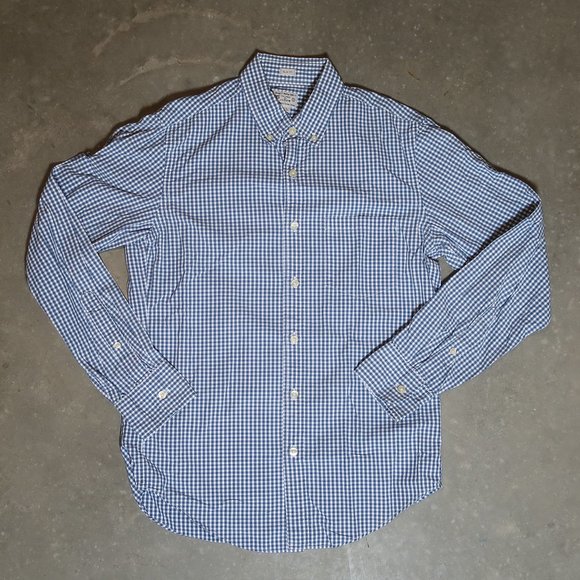J. Crew. Men's Small. Slim Fit. Blue - White Checked.